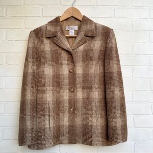 Vintage Plaid Brown Tan Blazer